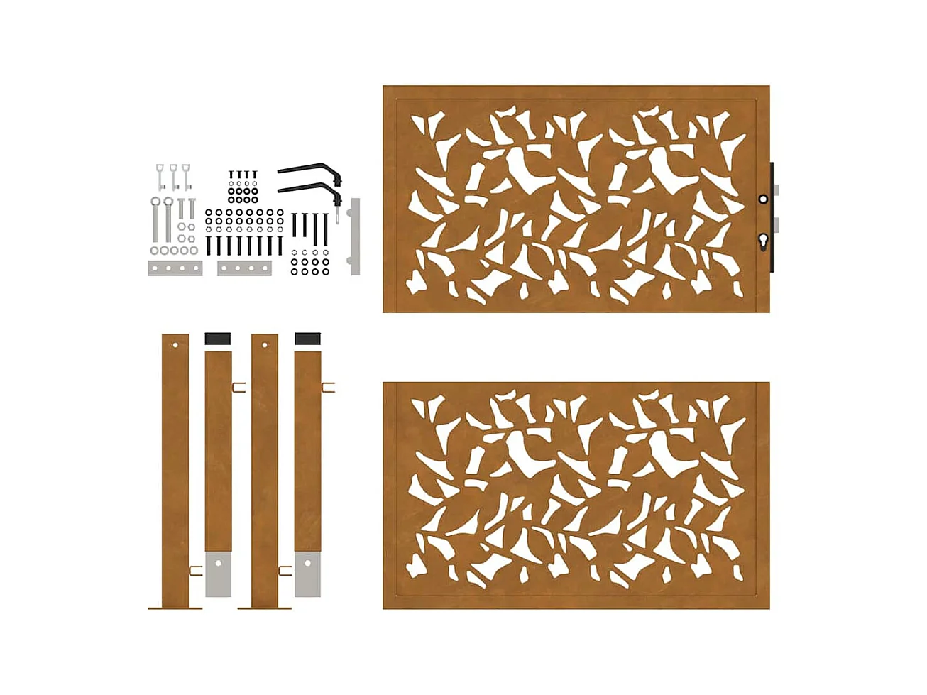 Porte de jardin acier résistant aux intempéries design feuilles