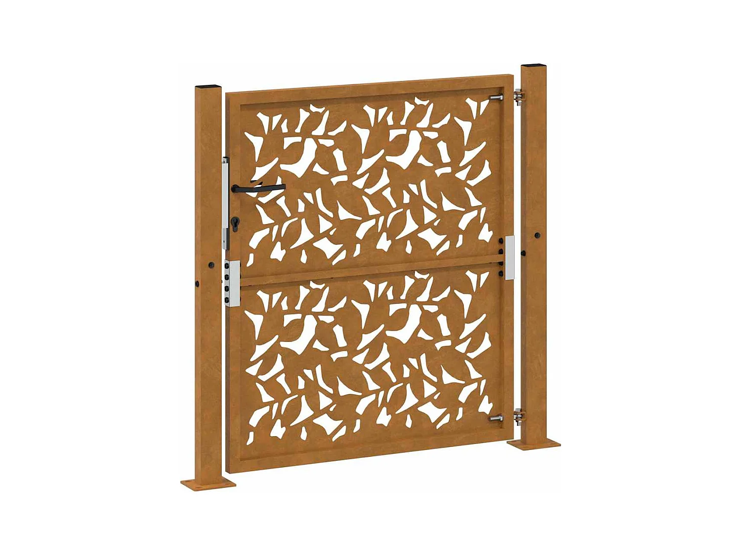 Porte de jardin acier résistant aux intempéries design feuilles