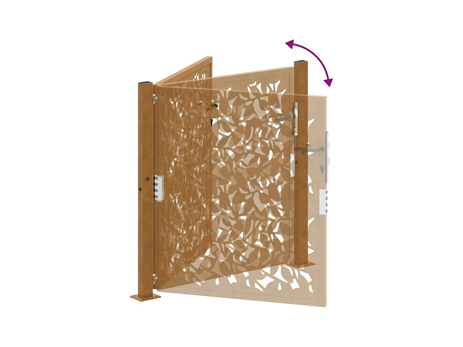 Porte de jardin acier résistant aux intempéries design feuilles