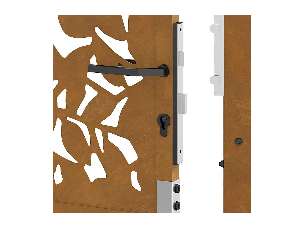 Porte de jardin acier résistant aux intempéries design feuilles