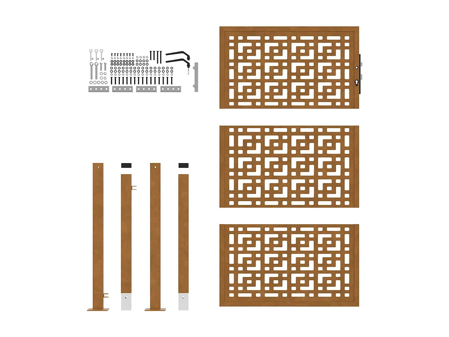 Porte de jardin acier résistant aux intempéries design croisé