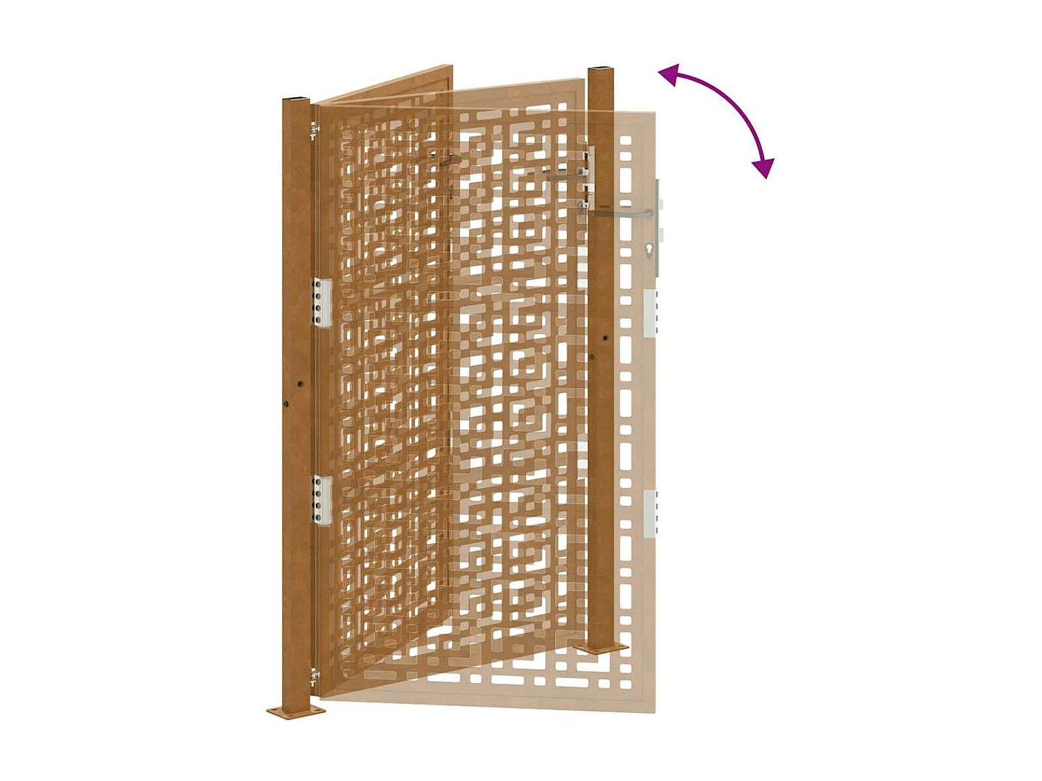 Porte de jardin acier résistant aux intempéries design croisé