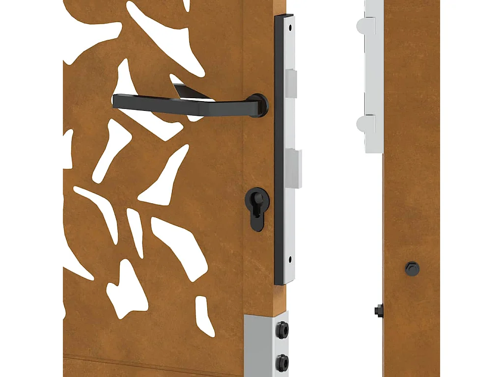 Porte de jardin acier résistant aux intempéries design feuilles