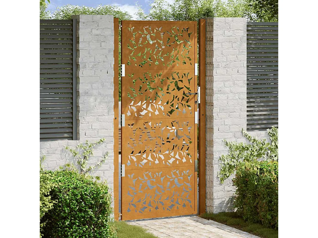 Design de folha de portão de jardim de aço à prova de intempéries