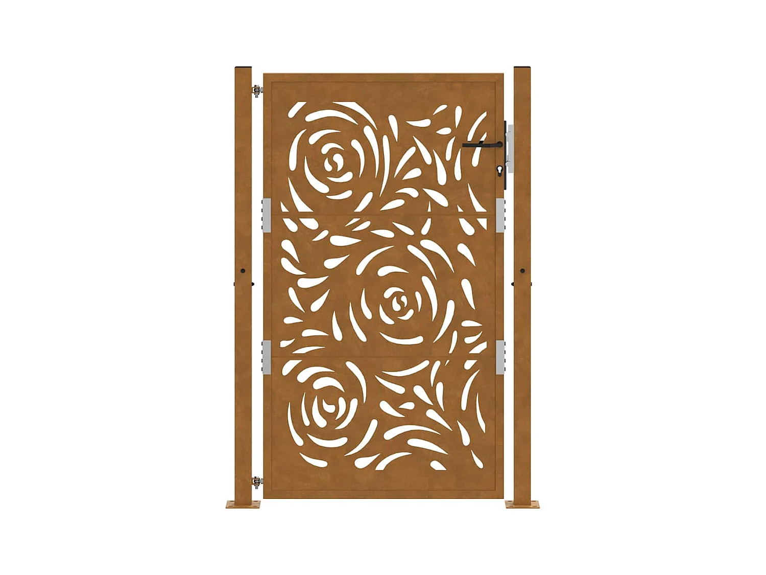 Puerta de jardín de acero resistente a la intemperie con diseño de llama