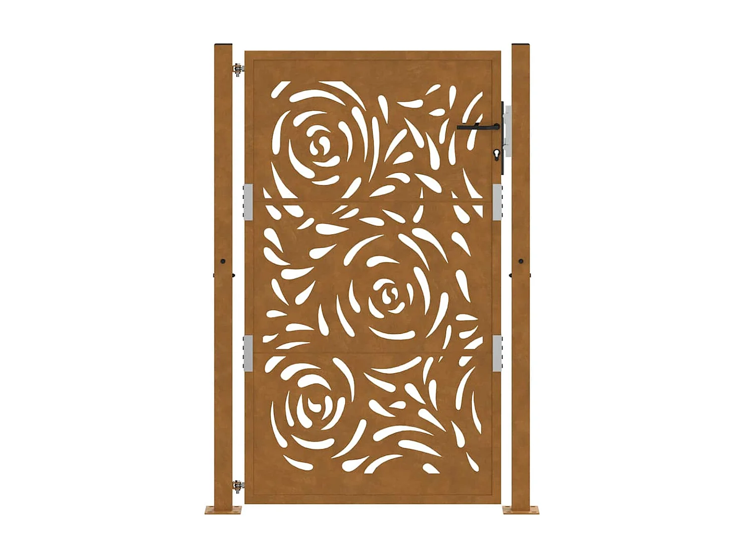 Puerta de jardín de acero resistente a la intemperie con diseño de llama