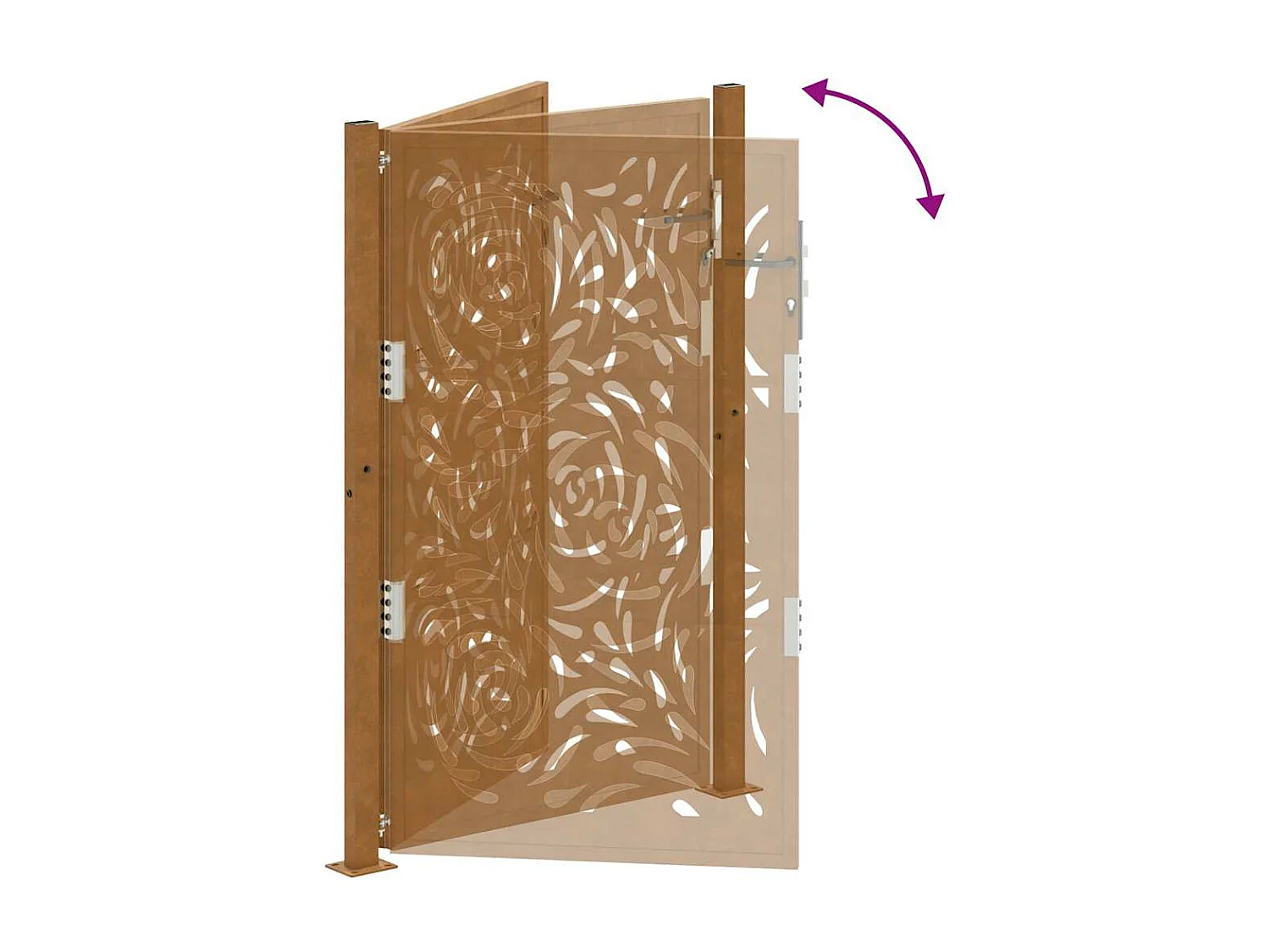 Puerta de jardín de acero resistente a la intemperie con diseño de llama