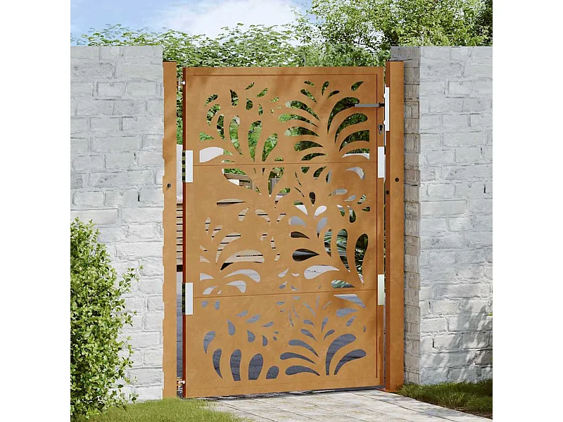 Puerta de jardín de acero resistente a la intemperie con diseño ondulado