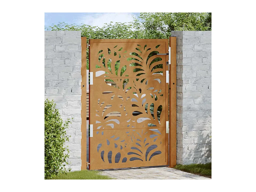 Porte de jardin acier résistant aux intempéries design vagues