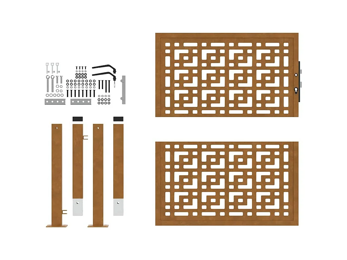 Porte de jardin acier résistant aux intempéries design croisé