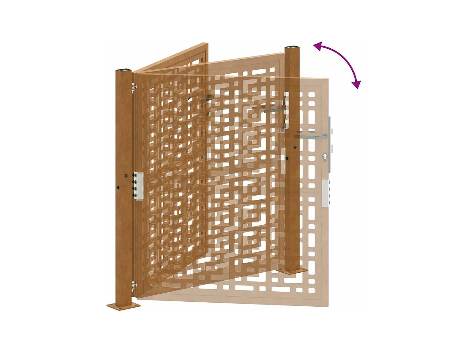 Porte de jardin acier résistant aux intempéries design croisé