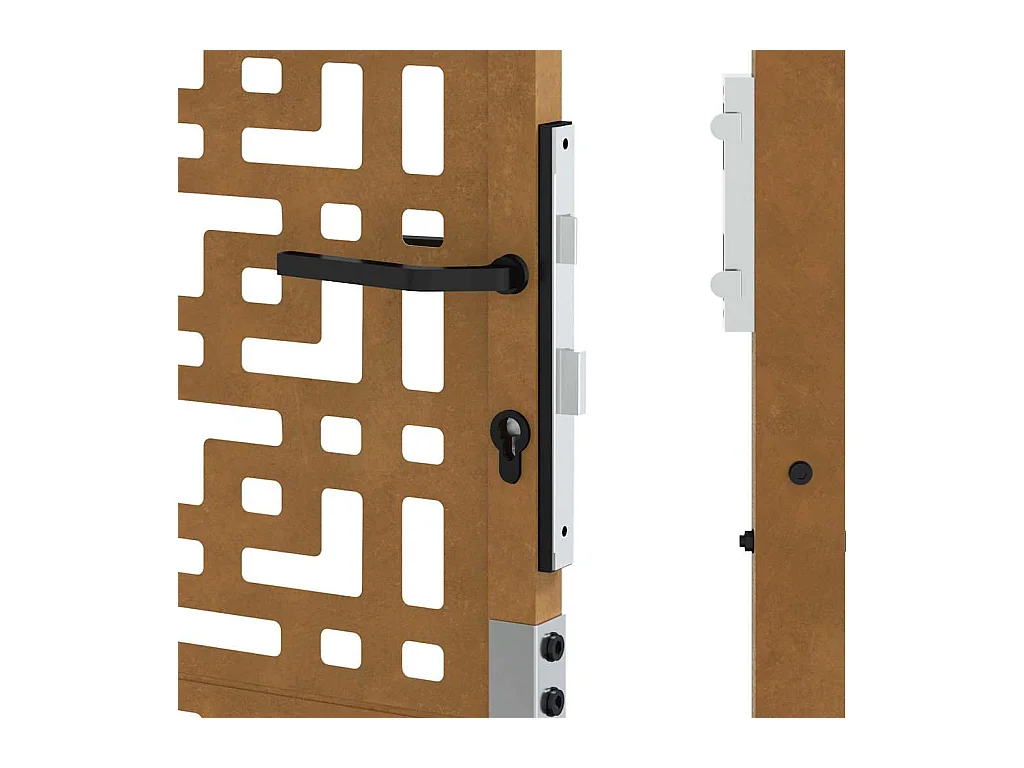 Porte de jardin acier résistant aux intempéries design croisé