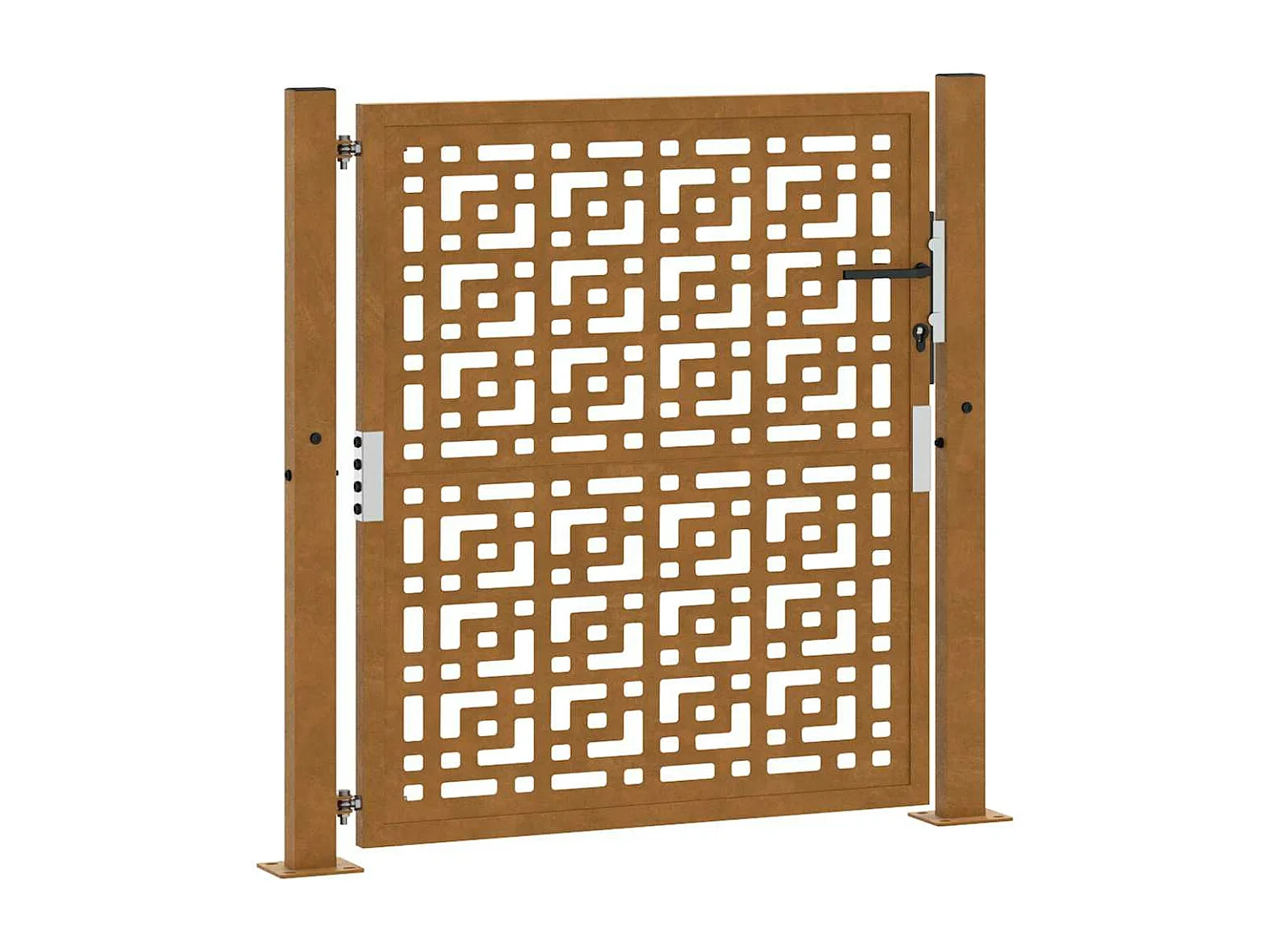 Porte de jardin acier résistant aux intempéries design croisé