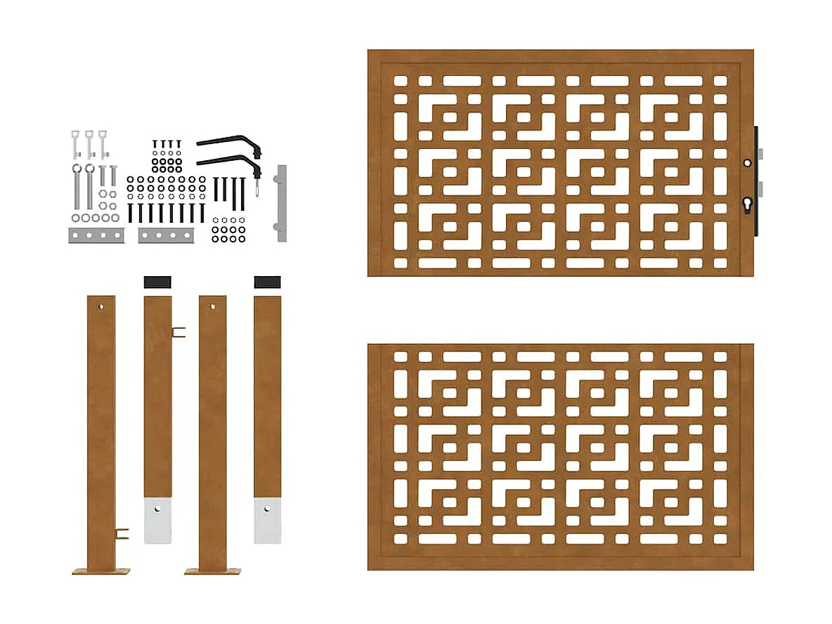 Porte de jardin acier résistant aux intempéries design croisé