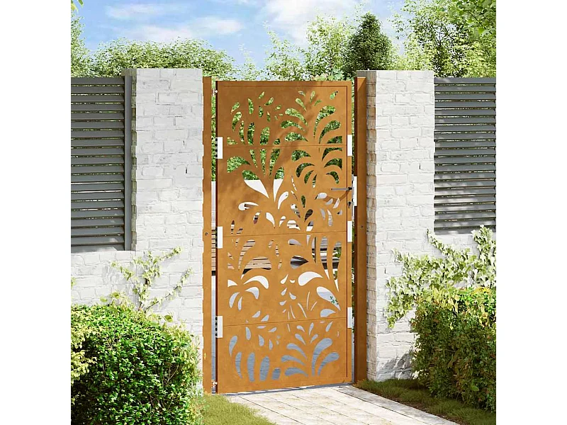 Puerta de jardín de acero resistente a la intemperie con diseño ondulado