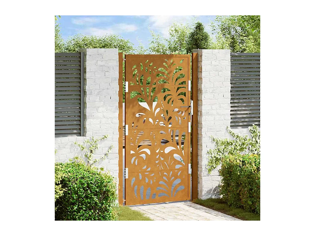 Porte de jardin acier résistant aux intempéries design vagues