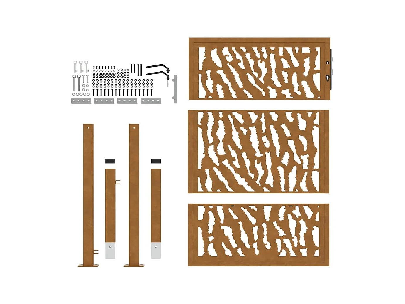 Porte de jardin acier résistant aux intempéries design tracés