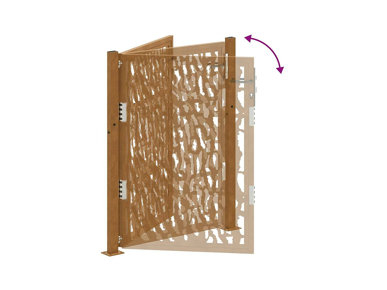 Porte de jardin acier résistant aux intempéries design tracés