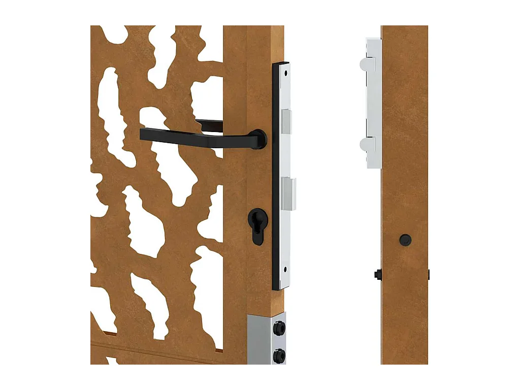 Porte de jardin acier résistant aux intempéries design tracés