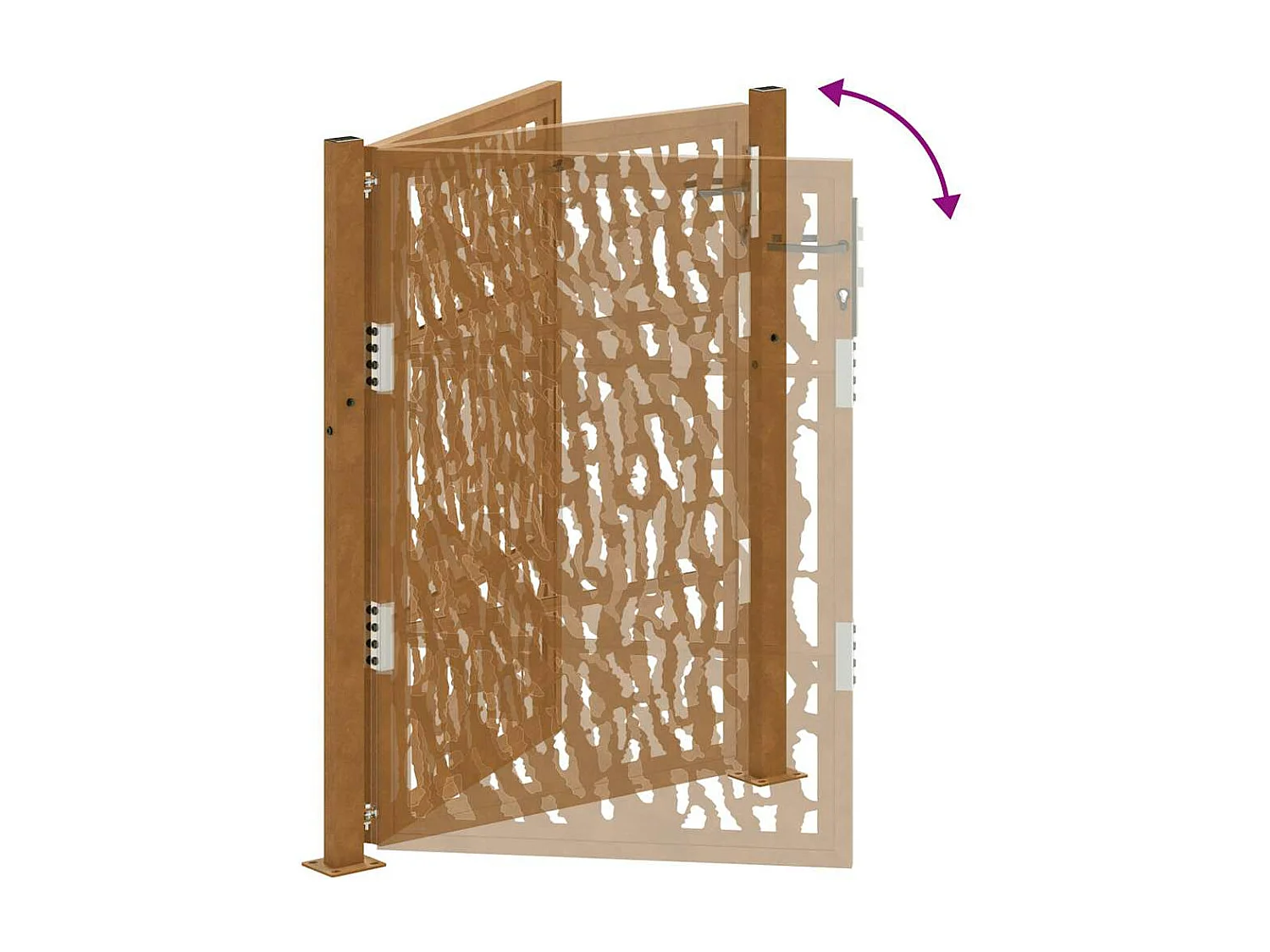 Cancello da giardino in acciaio resistente alle intemperie con design tracciato