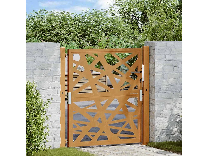 Puerta de jardín de acero resistente a la intemperie, diseño ligero.