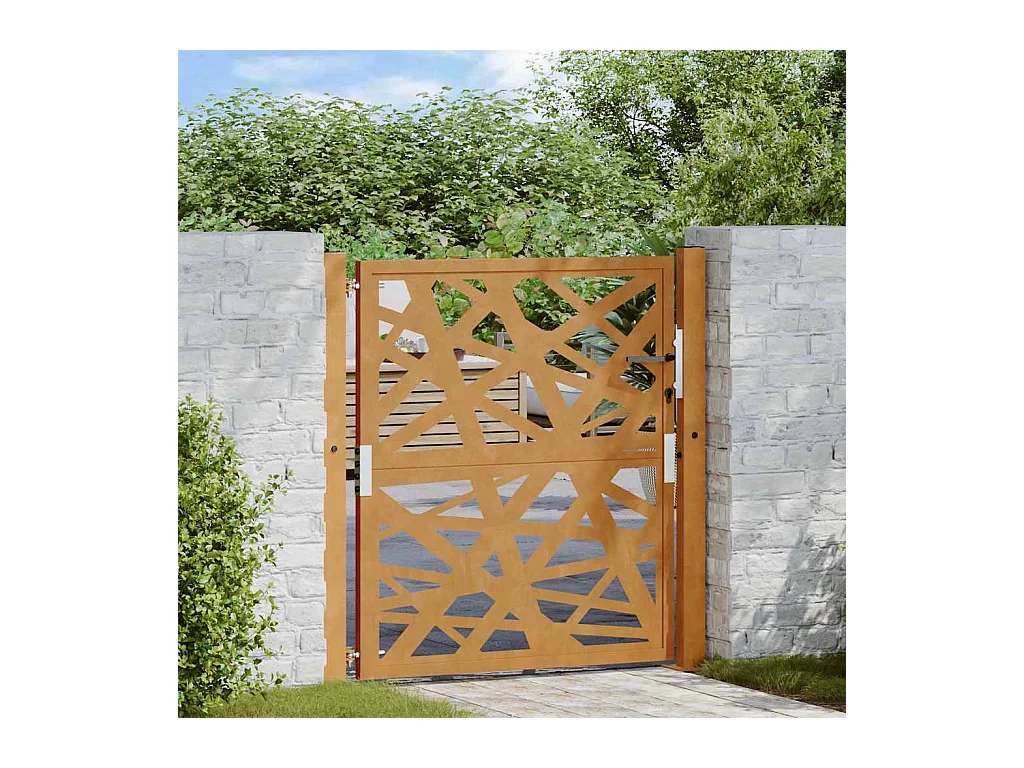 Porte de jardin acier résistant aux intempéries design lumière