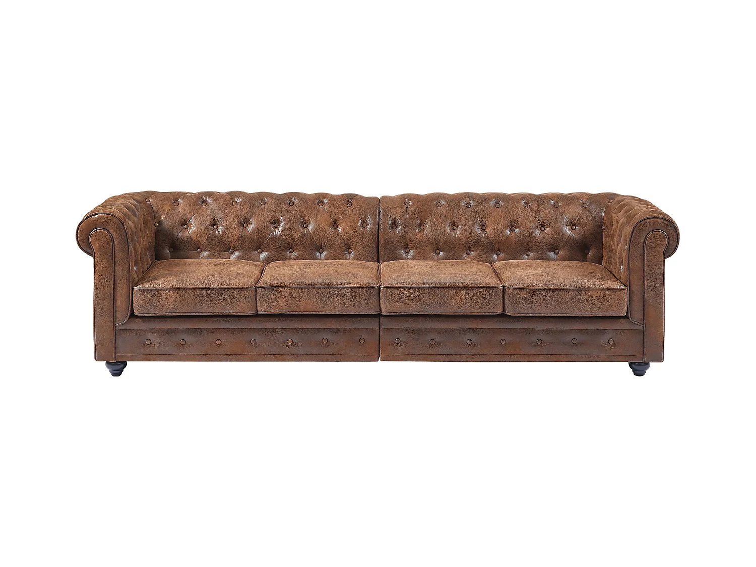 Canapé 4 places en microfibre aspect cuir vieilli CHESTERFIELD