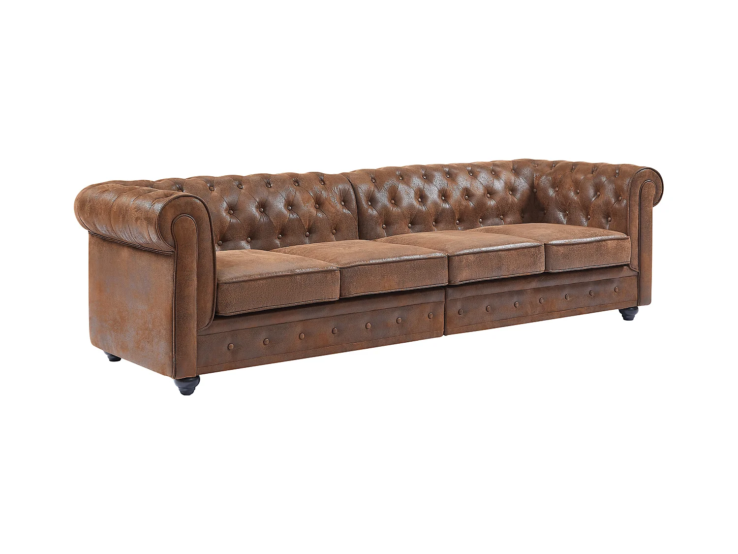 Canapé 4 places en microfibre aspect cuir vieilli CHESTERFIELD
