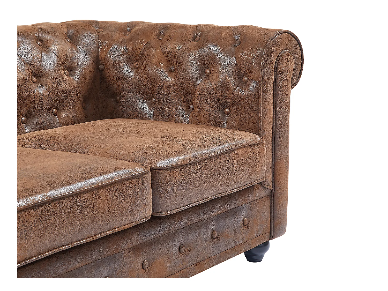 Canapé 4 places en microfibre aspect cuir vieilli CHESTERFIELD