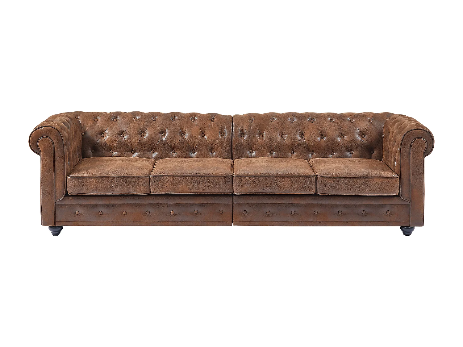 Canapé 4 places en microfibre aspect cuir vieilli CHESTERFIELD
