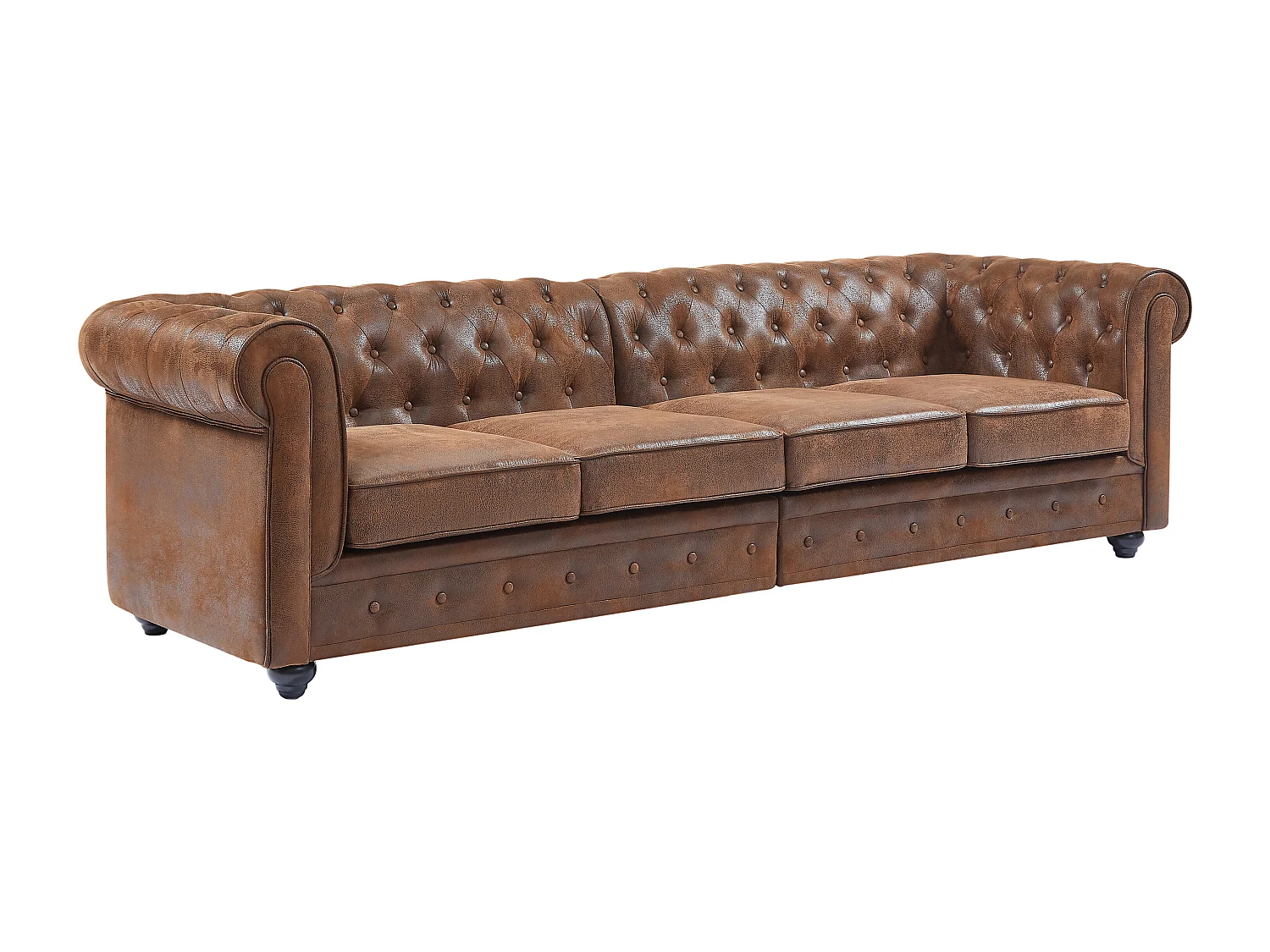 Canapé 4 places en microfibre aspect cuir vieilli CHESTERFIELD