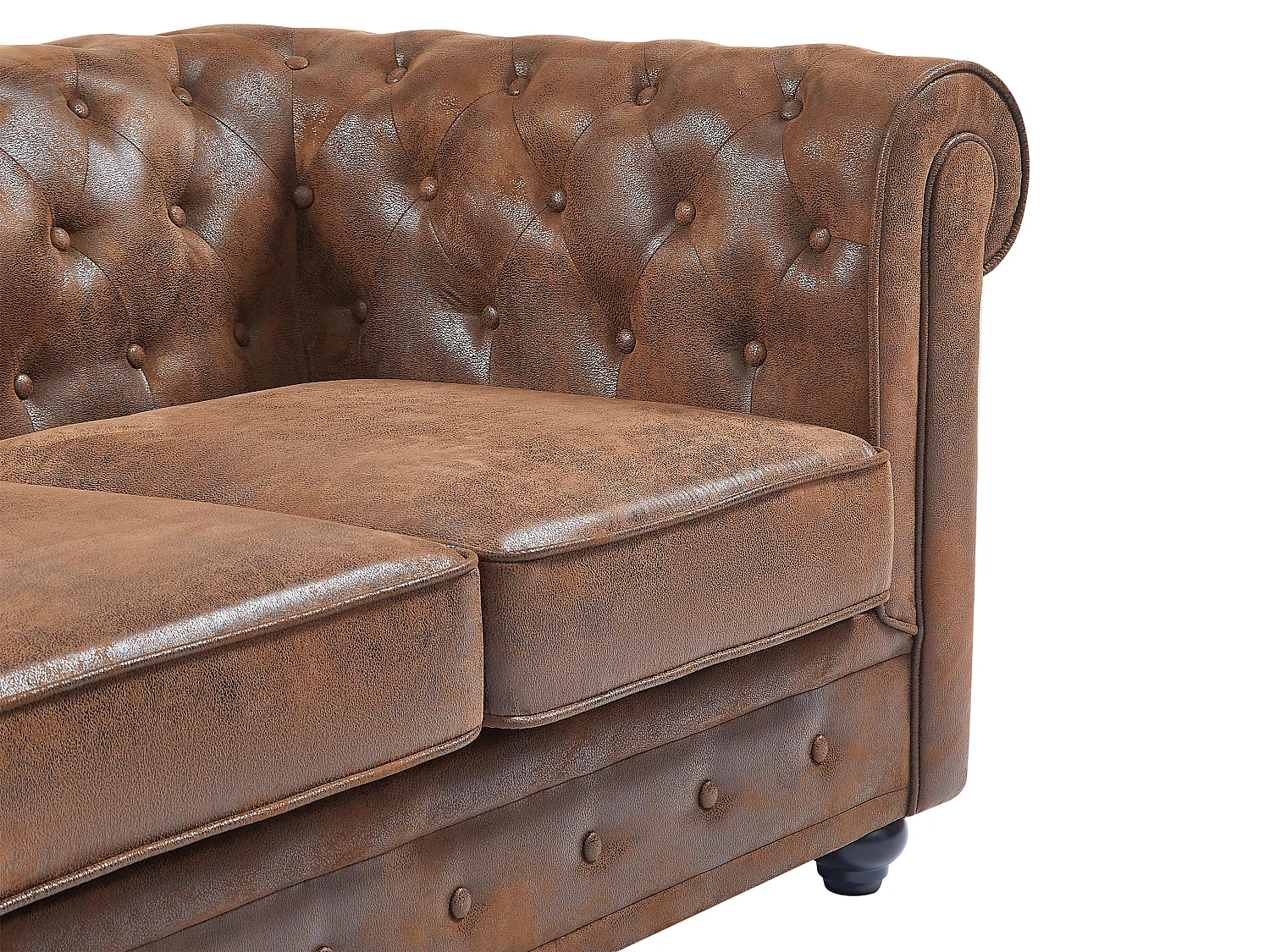 Canapé 4 places en microfibre aspect cuir vieilli CHESTERFIELD