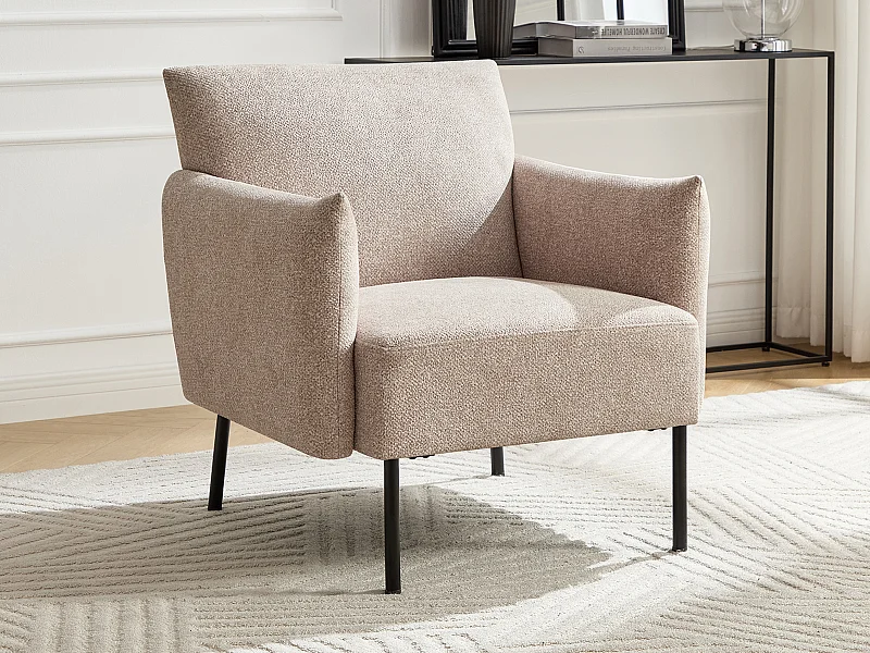 Fauteuil en tissu texturé beige GERALDIA