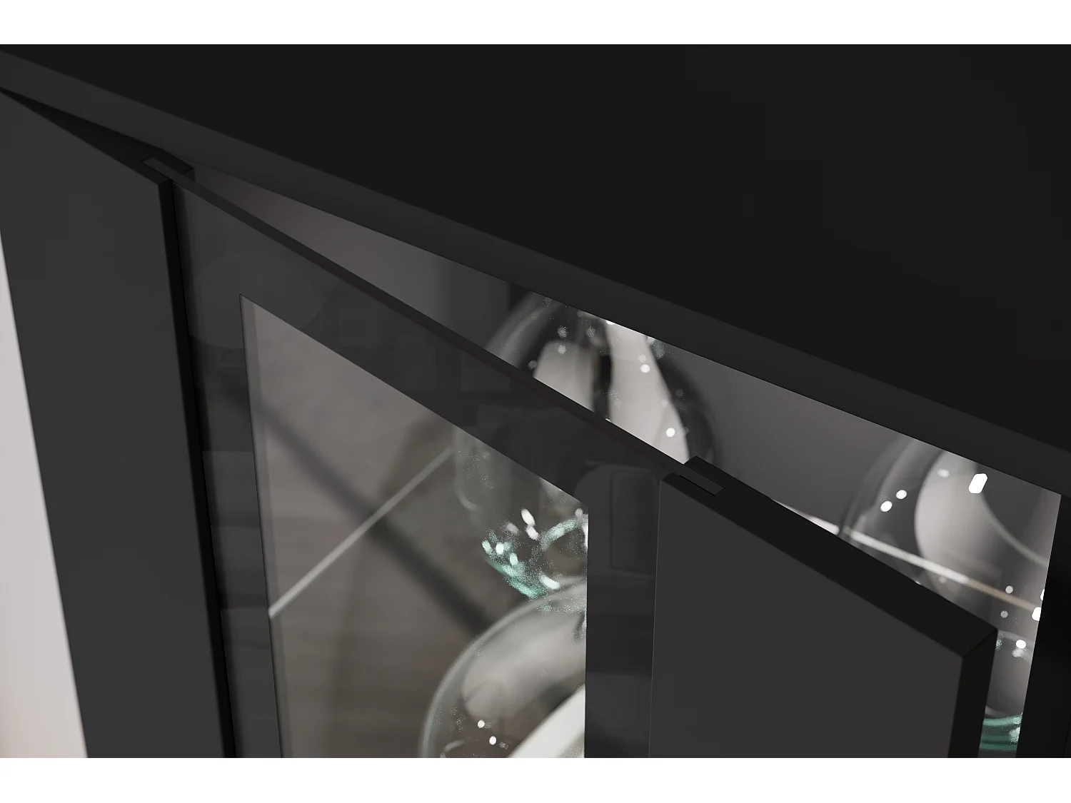 Mueble de salón moderno – mate, 2 vitrinas y mueble TV 180 cm negro mate