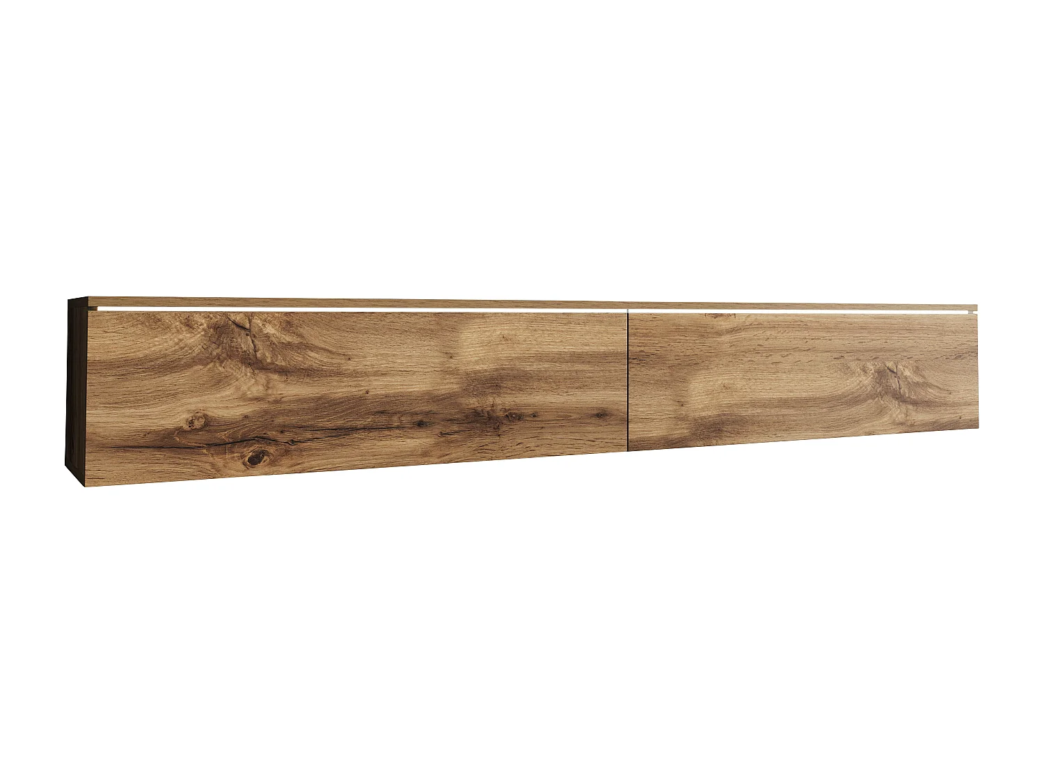 Moderner 180 cm TV-Ständer - Matte Oberfläche, 2 Türen, grifflos, Wand- oder Bodenmontage, Wotan-Eiche