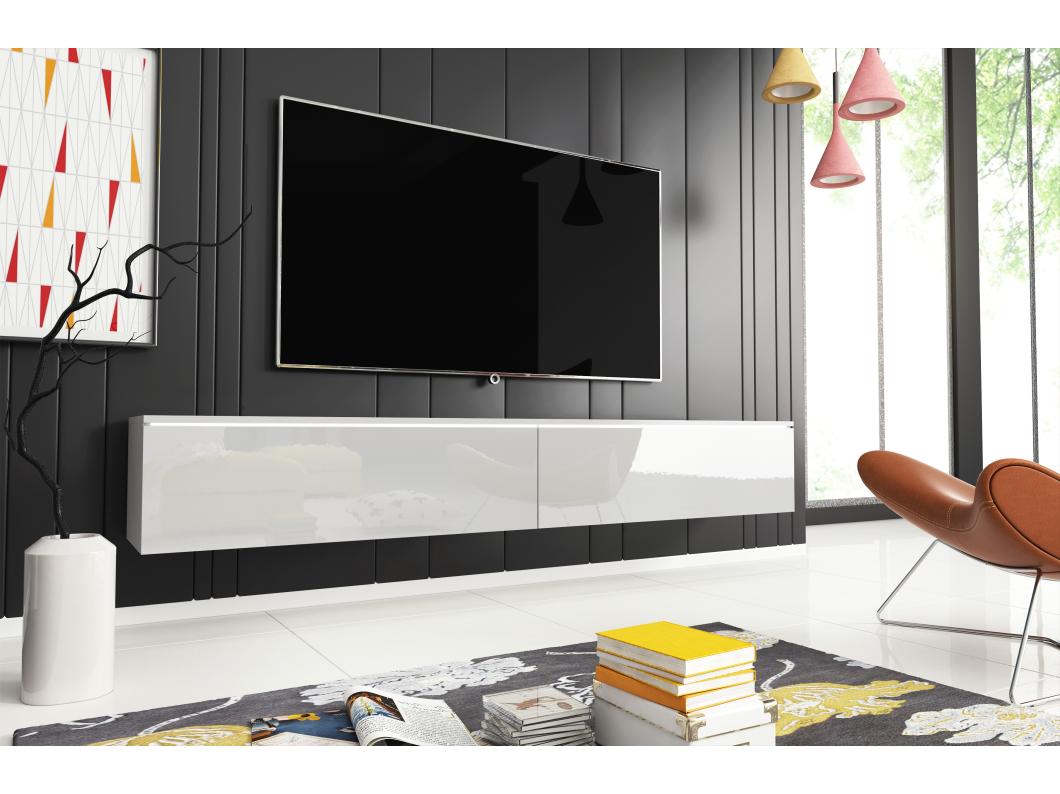 Lowboard 180 wit glans TV-meubel hangend TV