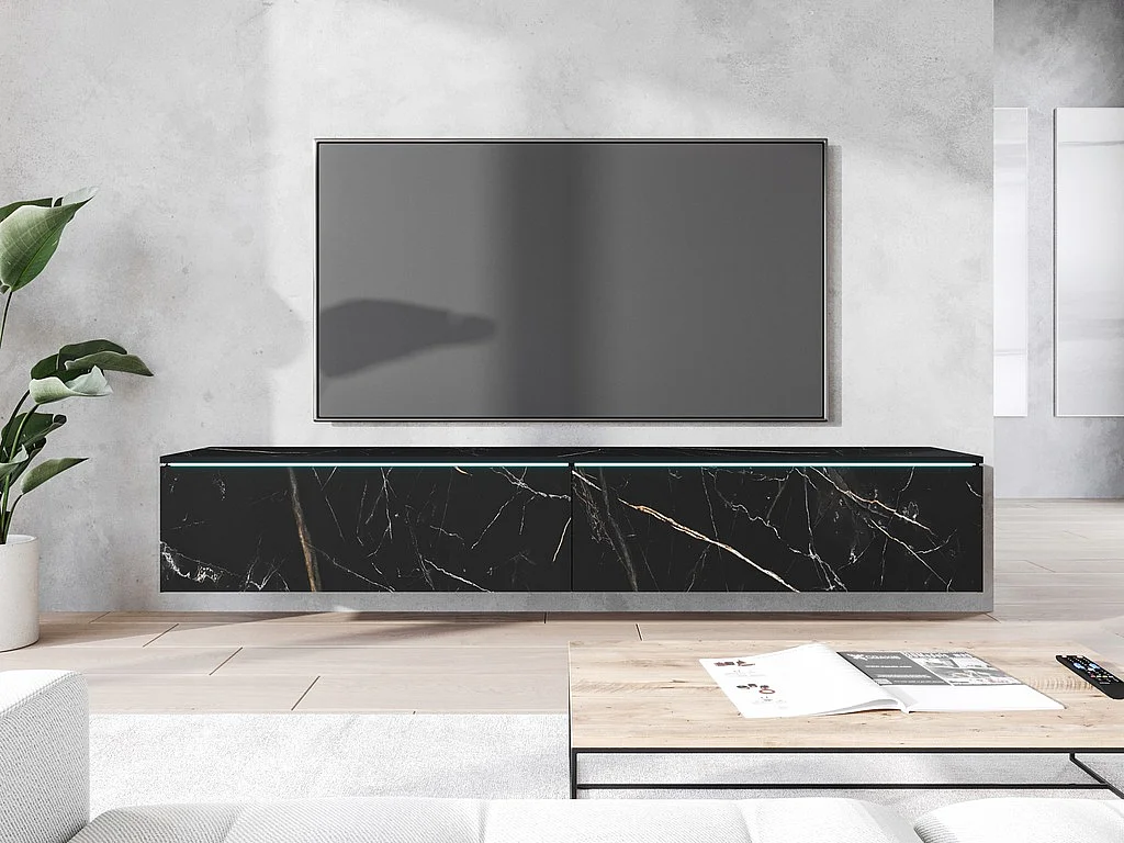 TV-Lowboard D 180 cm, Fernsehschrank, Wohnzimmermöbel, ohne LED-Beleuchtung, Farbe San Sebastian