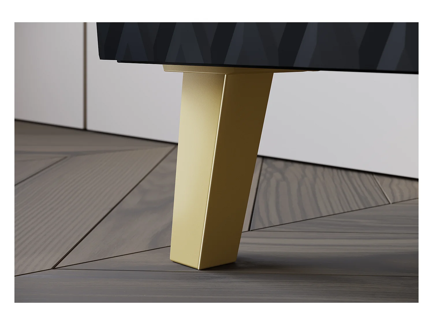 Moderne lowboard 180 cm zwart met diamantpatroon, gouden grepen en gouden poten