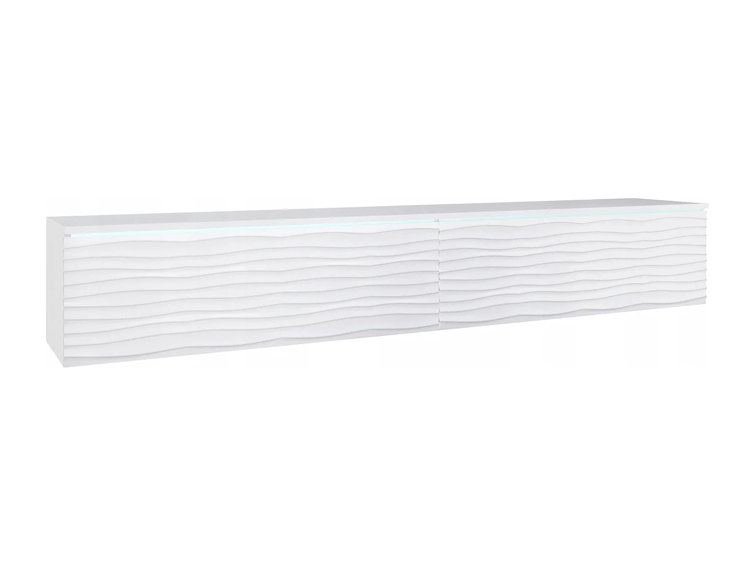 TV-bänk LOWBOARD D 180 cm, tv-möbel, vardagsrumsmöbel, utan LED-belysning, färg vit vågig
