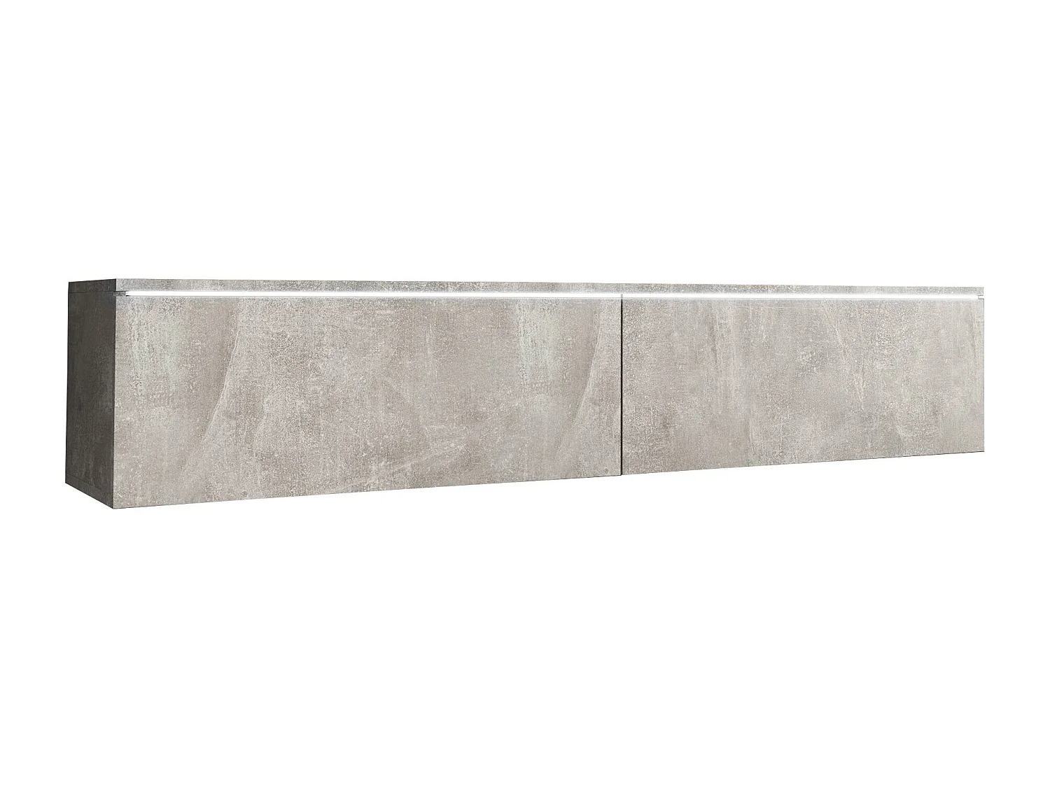 Meuble TV moderne 140 cm pour salon – 2 portes sans poignées, béton smart mat, posé ou suspendu