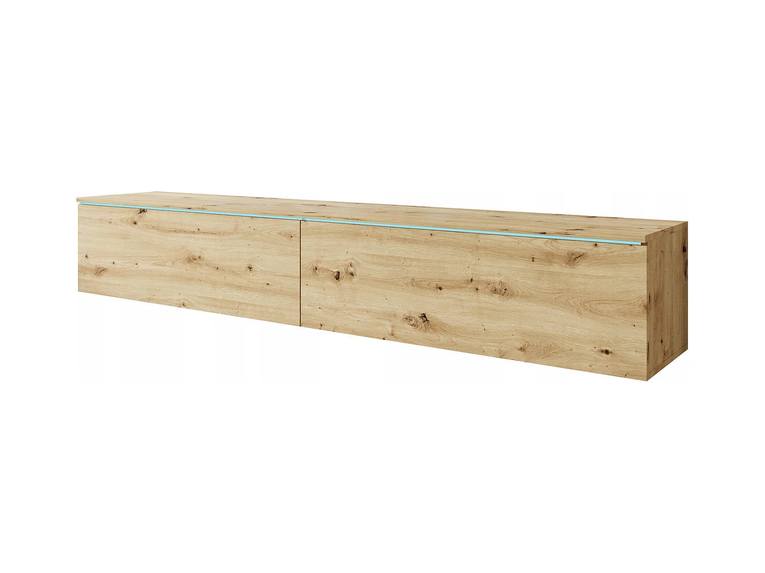 Moderne tv-meubel 180 cm voor de woonkamer – 2-deurs, greeploos, matte afwerking, staand of hangend, artisan eik