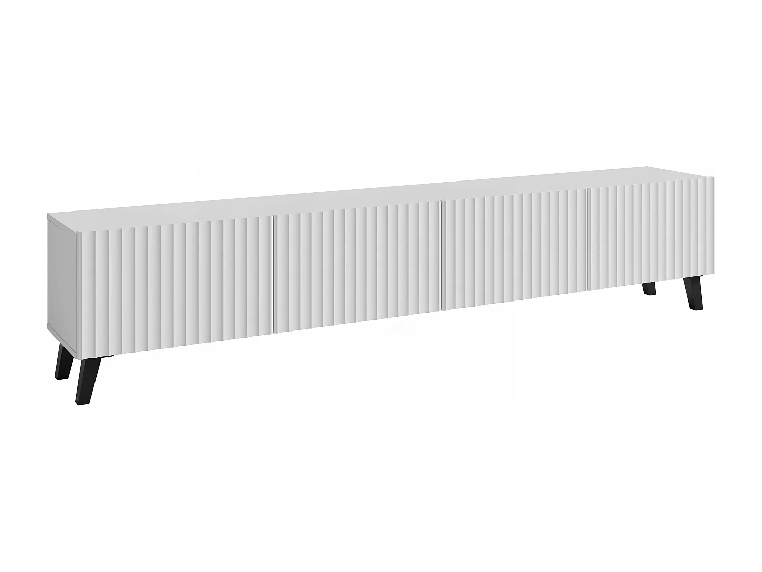 TV-Möbel PHUKET 190 cm, Fernsehschrank auf Füßen, Sideboard für Wohnzimmer, Farbe Weiß gewellt