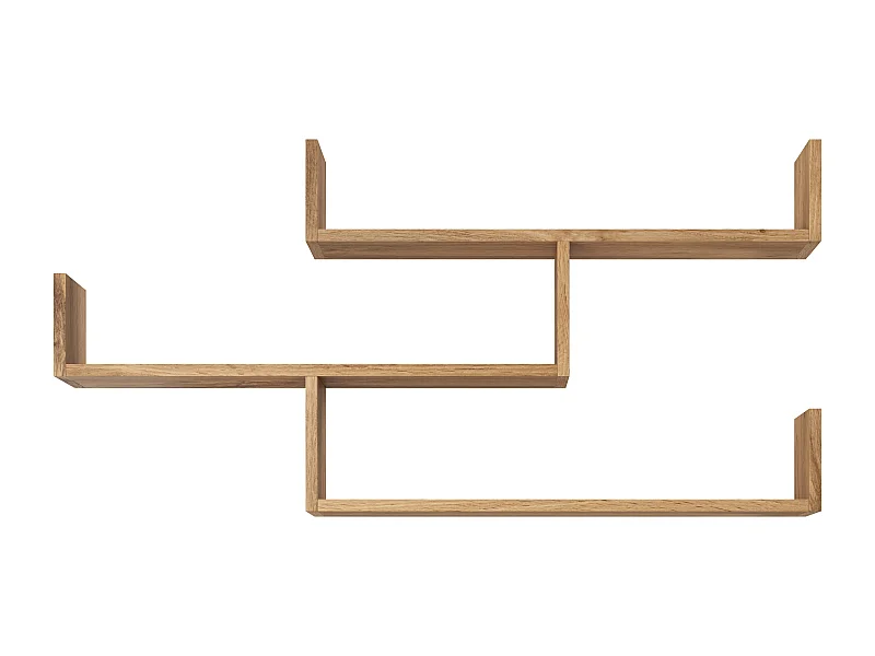 Trzypoziomowa półka wisząca, nowoczesna półka ścienna do salonu, 119 cm dąb wotan