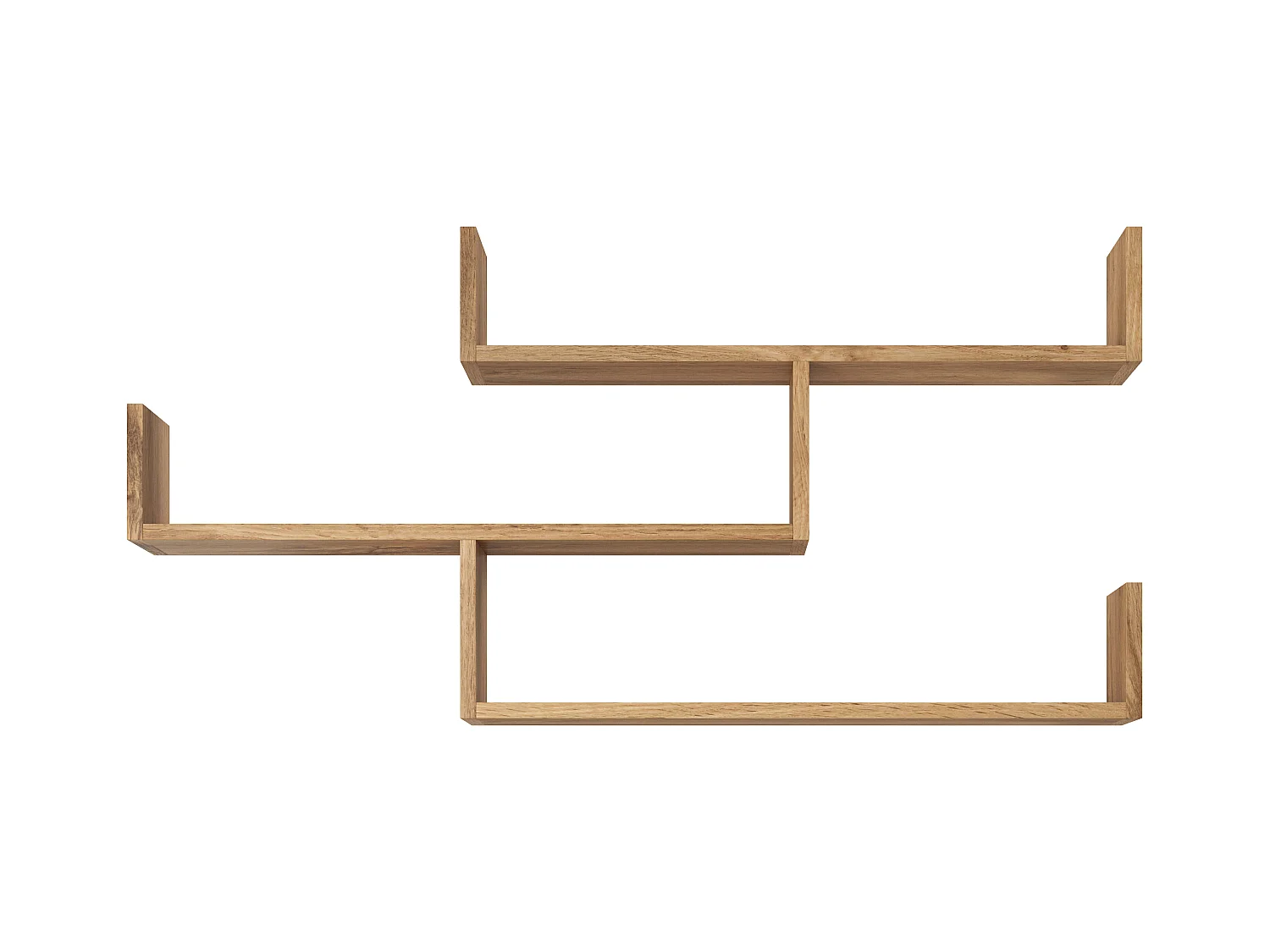 Trzypoziomowa półka wisząca, nowoczesna półka ścienna do salonu, 119 cm dąb wotan