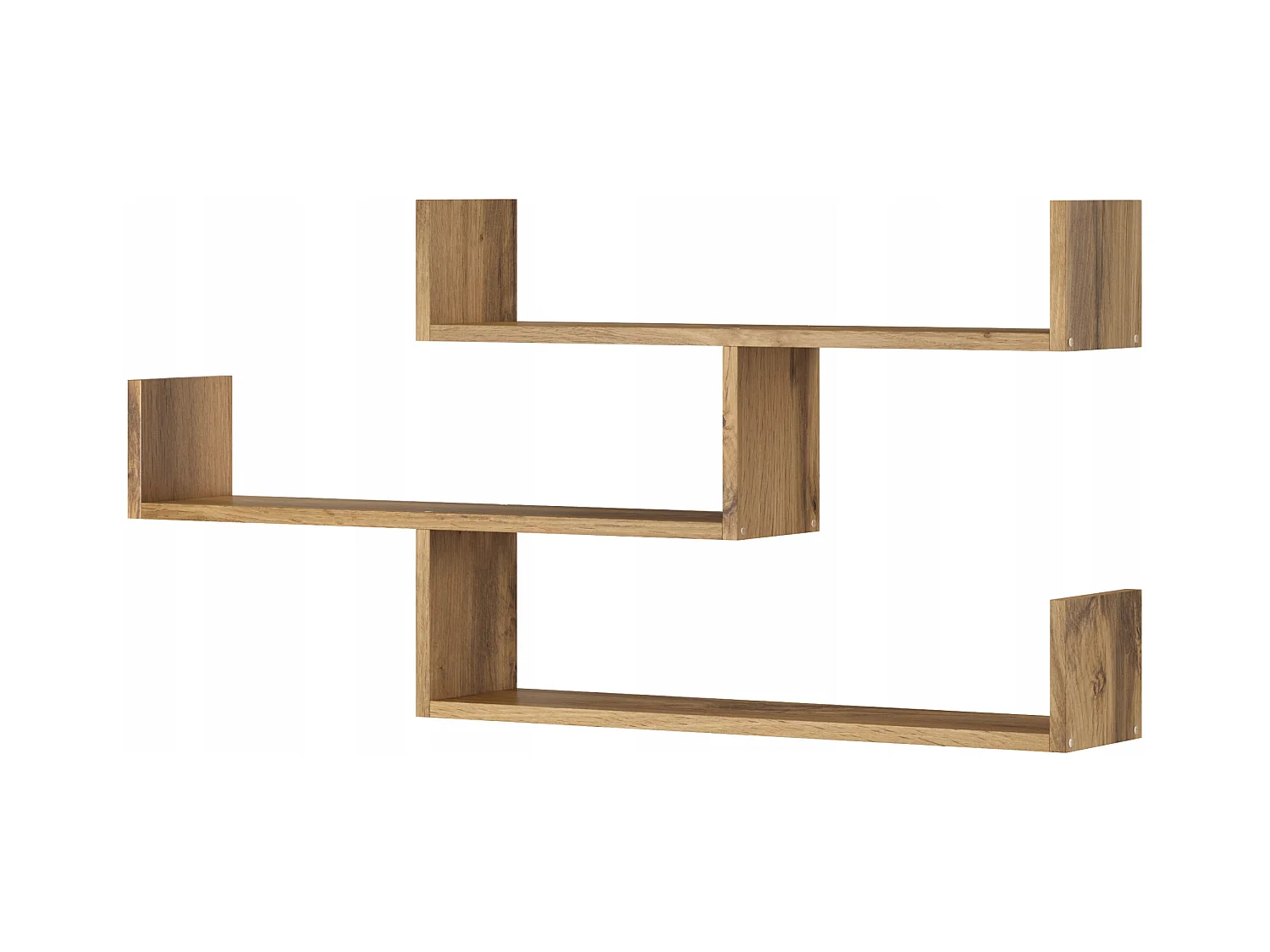 Trzypoziomowa półka wisząca, nowoczesna półka ścienna do salonu, 119 cm dąb wotan