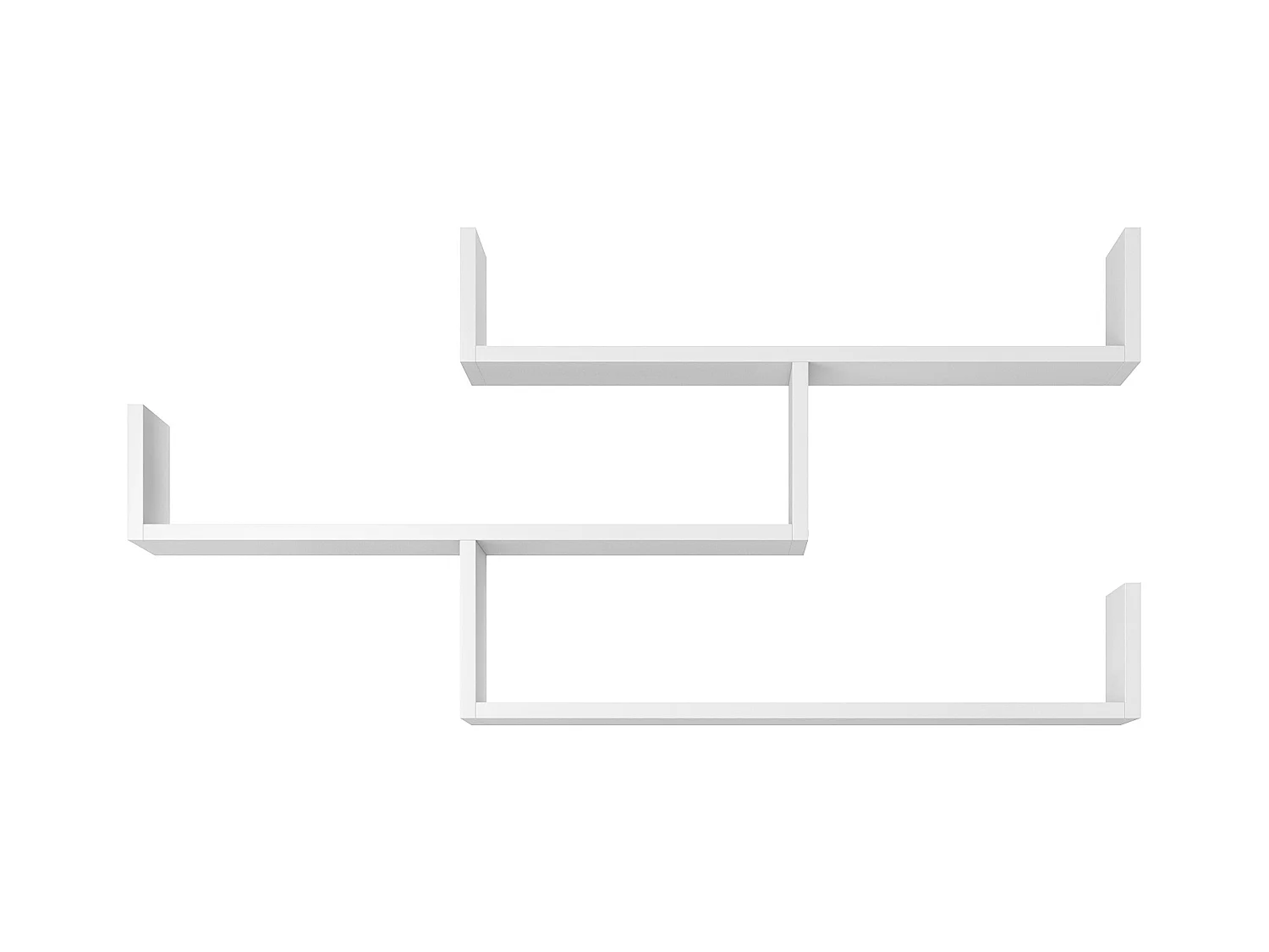 Trzypoziomowa półka wisząca, nowoczesna półka ścienna do salonu, 119 cm biały mat