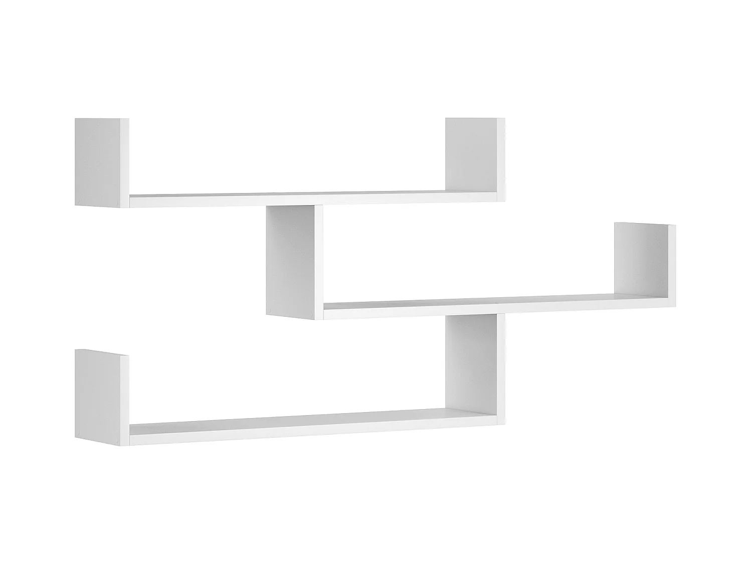 Trzypoziomowa półka wisząca, nowoczesna półka ścienna do salonu, 119 cm biały mat