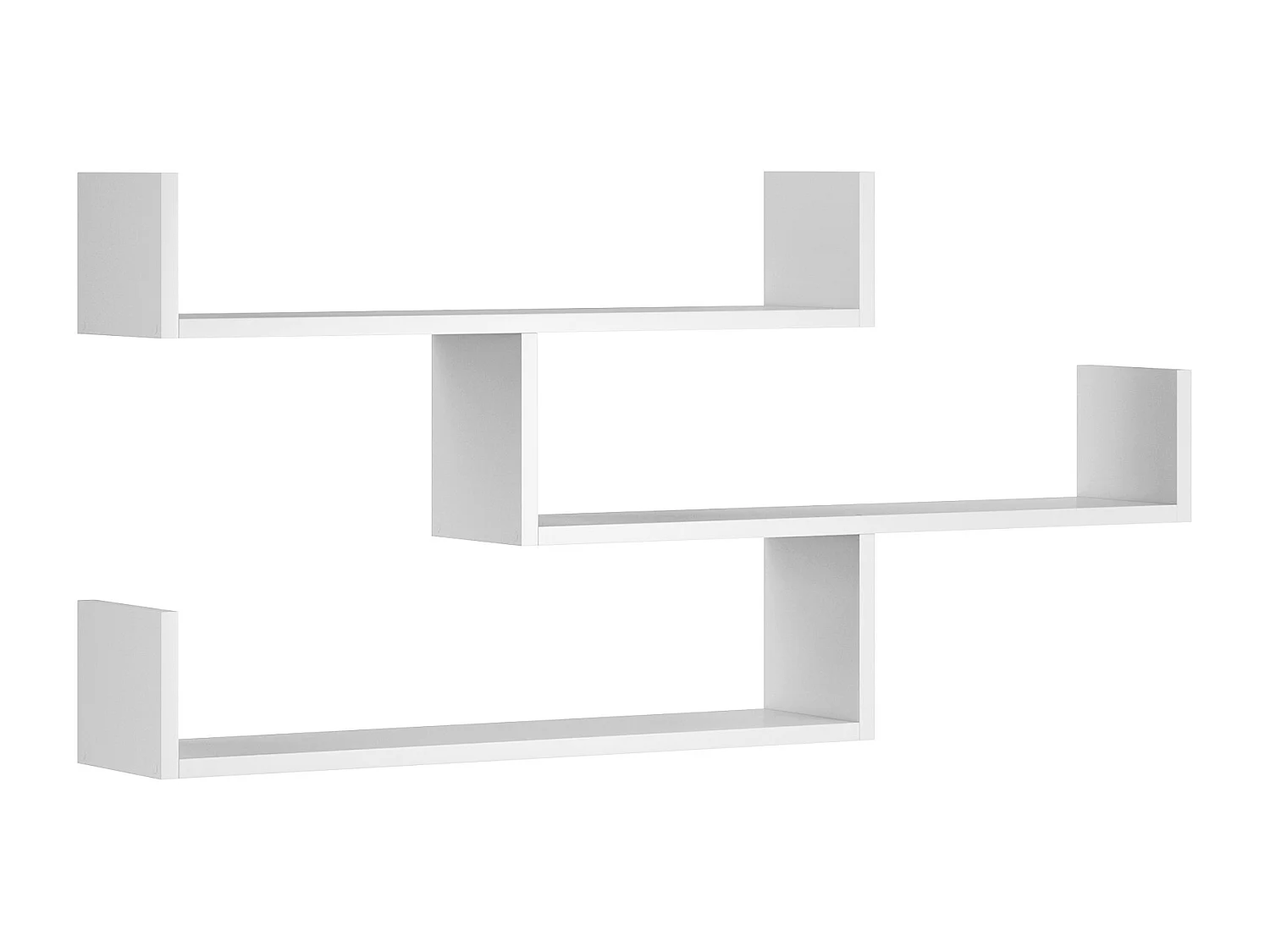 Étagère murale à trois niveaux, étagère murale moderne pour salon, 119 cm blanc mat