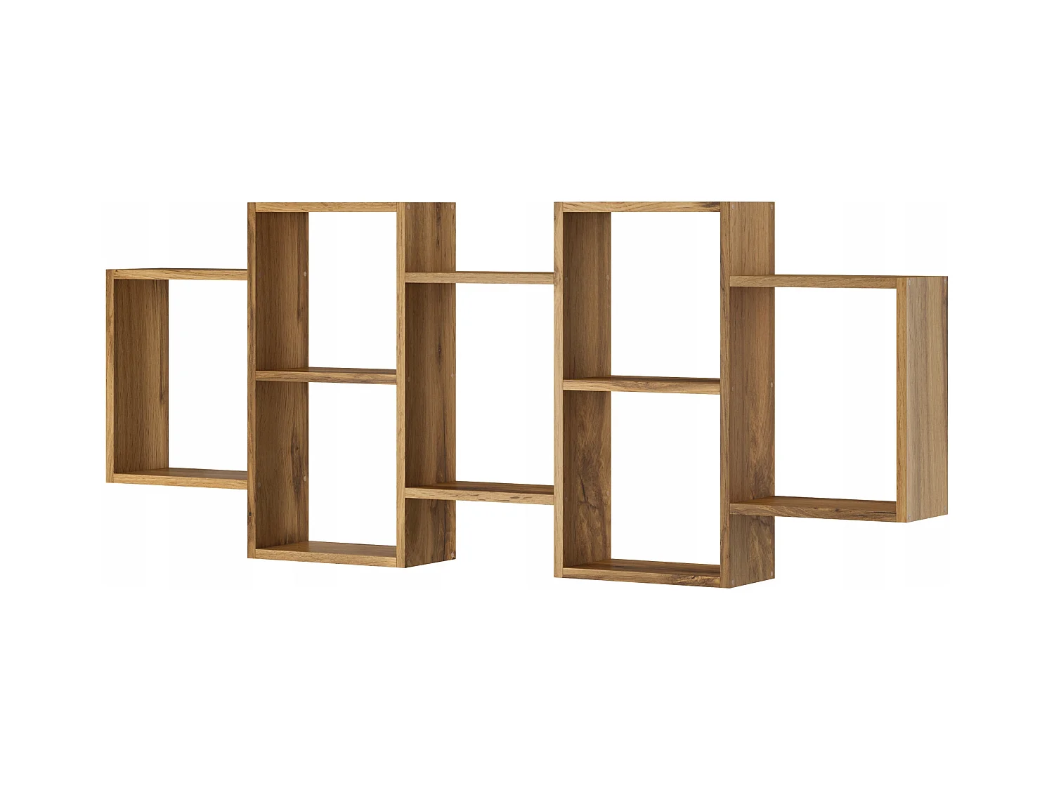 Nowoczesna półka wisząca lub stojąca do salonu, sypialni i pokoju, kwadrat dąb wotan