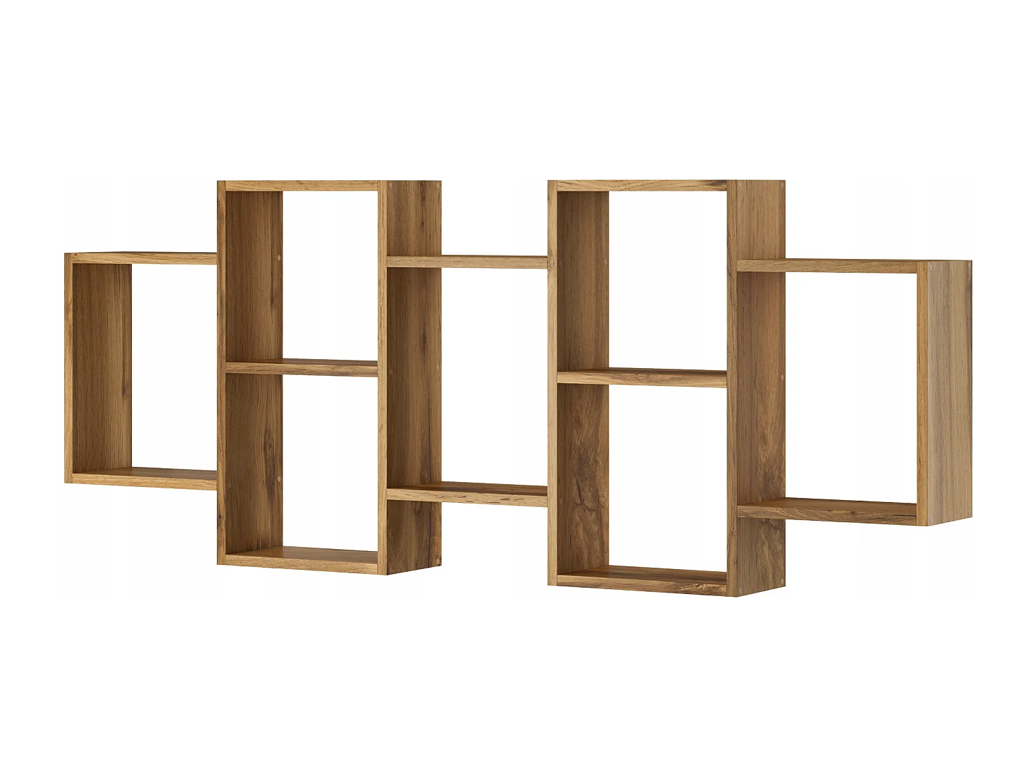 Étagère murale ou posée moderne pour salon, chambre et bureau, carré chêne wotan